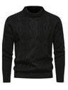 Pullover uomo girocollo a trecce in misto cotone