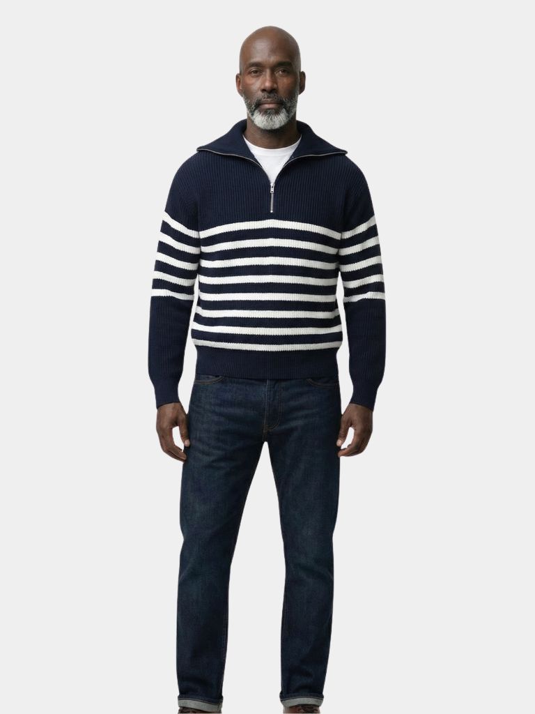 Pullover a righe con zip corta - Aurelio Club