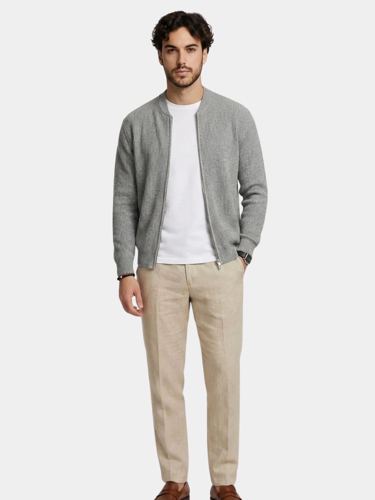 Cardigan Soft in cotone con zip - Aurelio Club