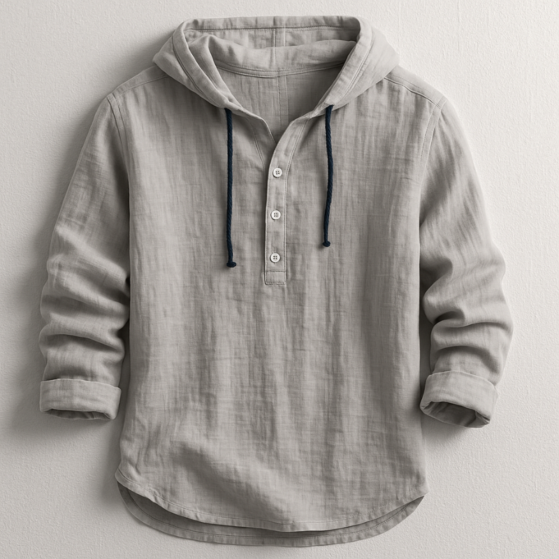Maglia uomo in cotone e lino con cappuccio