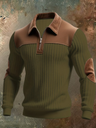 Pullover uomo con collo polo, mezza zip e inserti