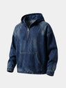 Giacca Artisan in denim con cappuccio e mezza zip - Aurelio Club
