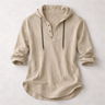 Maglia Henley uomo in cotone e lino con cappuccio