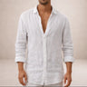 Camicia uomo in lino a maniche lunghe con collo aperto
