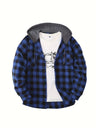Camicia uomo a quadri con cappuccio e bottoni