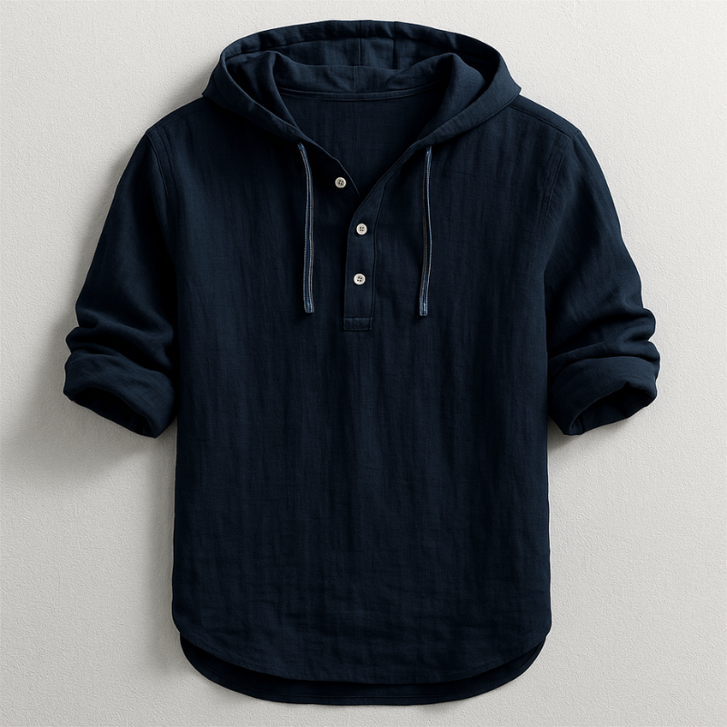 Maglia uomo in cotone e lino con cappuccio