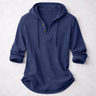 Maglia Henley uomo in cotone e lino con cappuccio