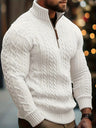Pullover uomo a trecce con collo alto e zip corta