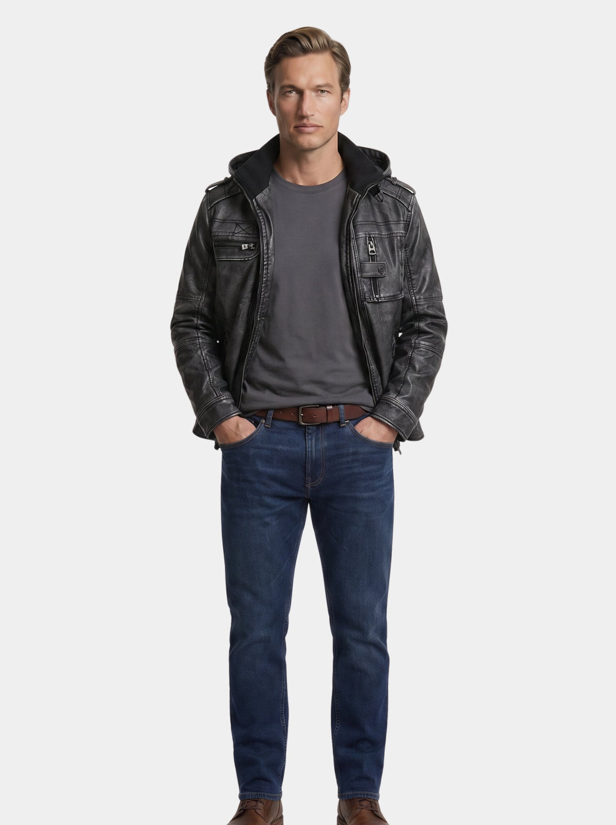 Giacca Rogue in pelle con tasche - Aurelio Club