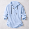 Maglia Henley uomo in cotone e lino con cappuccio
