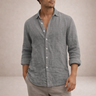 Camicia uomo in lino a maniche lunghe con collo aperto