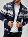 Cardigan uomo con motivo geometrico e revers