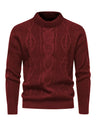 Pullover uomo girocollo a trecce in misto cotone