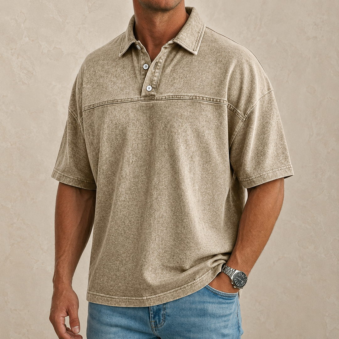 Polo uomo a maniche corte effetto denim