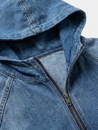 Giacca Artisan in denim con cappuccio e mezza zip - Aurelio Club