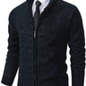 Cardigan uomo geometrico con zip e collo alto