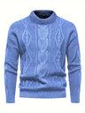 Pullover uomo girocollo a trecce in misto cotone