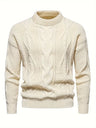 Pullover uomo girocollo a trecce in misto cotone
