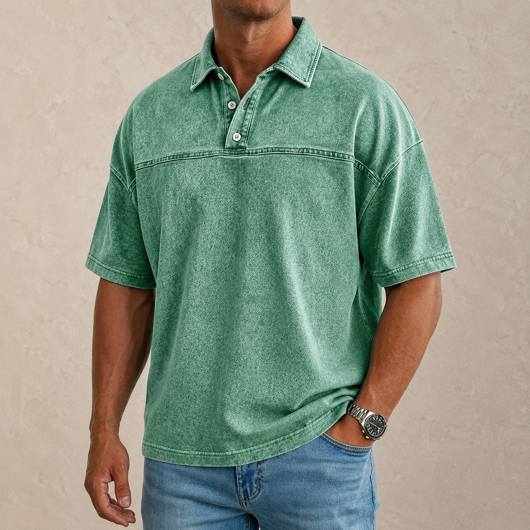 Polo uomo a maniche corte effetto denim