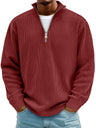 Pullover uomo a coste con collo a zip