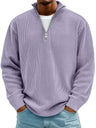 Pullover uomo a coste con collo a zip