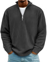 Pullover uomo a coste con collo a zip
