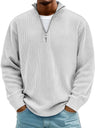 Pullover uomo a coste con collo a zip
