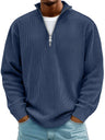 Pullover uomo a coste con collo a zip