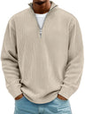 Pullover uomo a coste con collo a zip