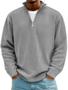 Pullover uomo a coste con collo a zip