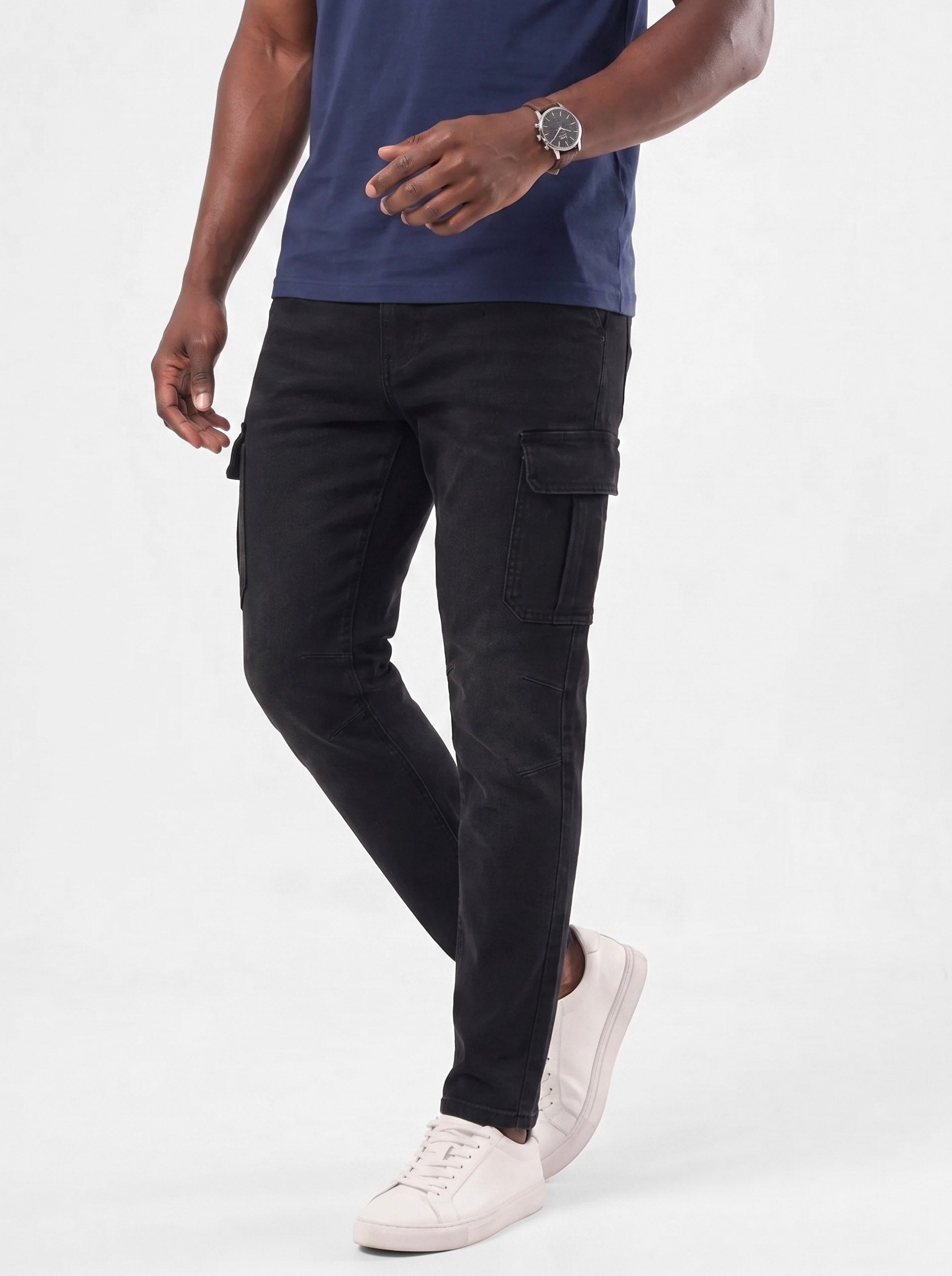 Jeans cargo elasticizzati con taglio affusolato - Aurelio Club