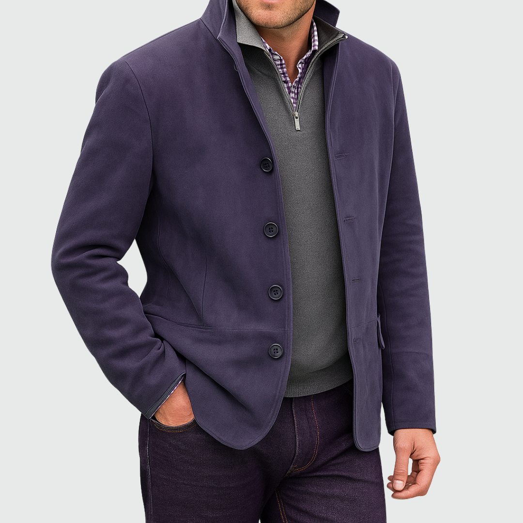 Blazer uomo con finitura scamosciata e bottoni
