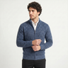 Cardigan uomo con zip e trama geometrica