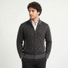 Cardigan uomo con zip e trama geometrica