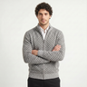 Cardigan uomo con zip e trama geometrica