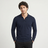 Polo uomo slim in maglia fine a maniche lunghe