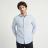Camicia uomo in misto lino a righe sottili