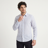 Camicia uomo slim in lino a righe