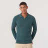 Polo uomo in maglia a coste con scollo a V