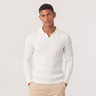 Polo uomo in maglia a coste con scollo a V