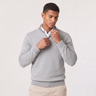 Maglione uomo in misto cotone con zip corta