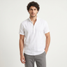 Maglia Henley uomo a maniche corte in cotone e lino