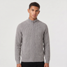 Cardigan uomo a coste con zip e maniche raglan