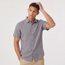 Camicia uomo a maniche corte in cotone e lino