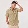 Camicia uomo a maniche corte in cotone e lino