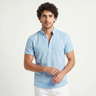 Maglia Henley uomo a maniche corte in cotone e lino