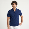 Maglia Henley uomo a maniche corte in cotone e lino