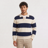 Polo uomo in maglia a righe con bottoni