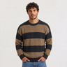 Maglione uomo girocollo a righe, taglio rilassato