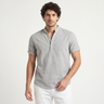 Maglia Henley uomo a maniche corte in cotone e lino